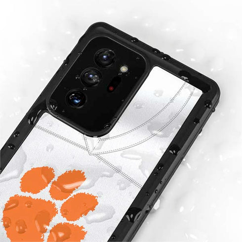 Clemson University White Jersey Galaxy Note20 Ultra 5G Waterproof Case